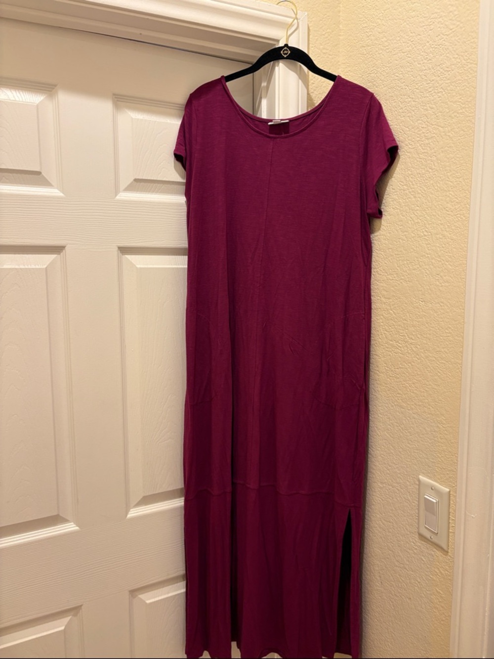 J. Jill Short-Sleeve Maxi Dress in Berry